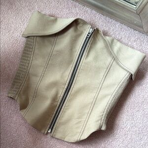 Zara Tan Zipper Corset Bustier Top